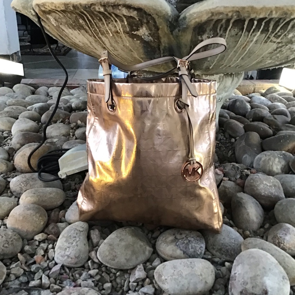 Michael Kors Metallic Rose Gold Tote Bag